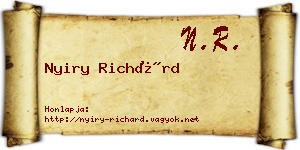 Nyiry Richárd névjegykártya